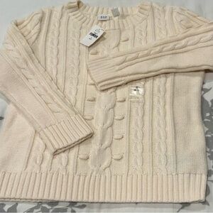 Gap Kids Girls 100% Cotton Cable Sweater in Ivory Frost size S (6-7)